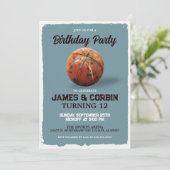 ヴィンテージ バスケットボール テーマの誕生日観戦パーティー 招待状 (スタンド正面)