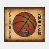 ヴィンテージ，バスケパーソナライズされたットボルケット，シェルパ  フリースブランケット (正面(横))