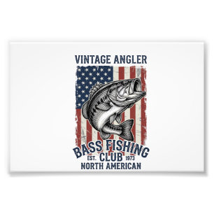ヴィンテージ バスフィッシング アメリカ国旗 Tシャツ デザイン (2 フォトプリント