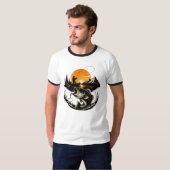 ヴィンテージ バスフィッシング 日没 アングラー デザイン Tシャツ (正面フル)