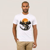 ヴィンテージ バスフィッシング 日没 アングラー デザイン Tシャツ (正面フル)