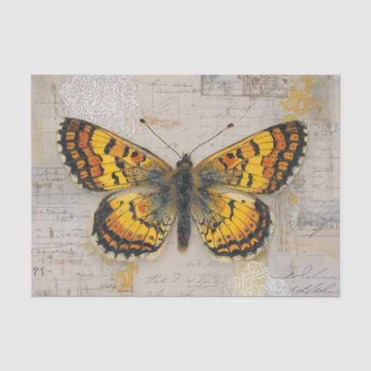 ヴィンテージ・バタフライコラージュ 薄葉紙 (正面)