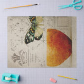 ヴィンテージ・バタフライ・アンド・ボウル・デコパージュ 薄葉紙 (クラフト)