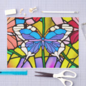 ヴィンテージ バタフライ ステンドグラス デコパージュ 薄葉紙 (クラフト)