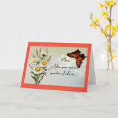 ヴィンテージ・バタフライ・マザーズ・デイ カード (黄色い花)