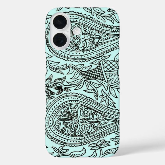 ヴィンテージ バティック テキスタイル 壁紙 パターン、青 Case-Mate iPhoneケース (裏面)