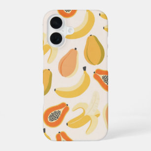 ヴィンテージ バナナとパパイヤ柄 iPhone 16ケース