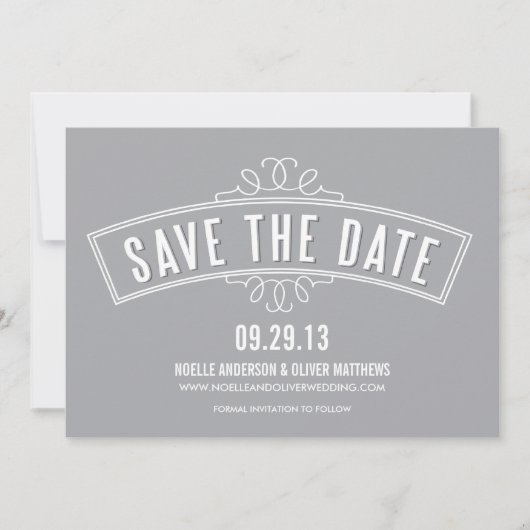 ヴィンテージ バナー | SAVE THE DATE 発表 招待状 (正面)