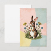 ヴィンテージ・バニー - 懐かしいイースターカード 招待状 (正面/裏面)