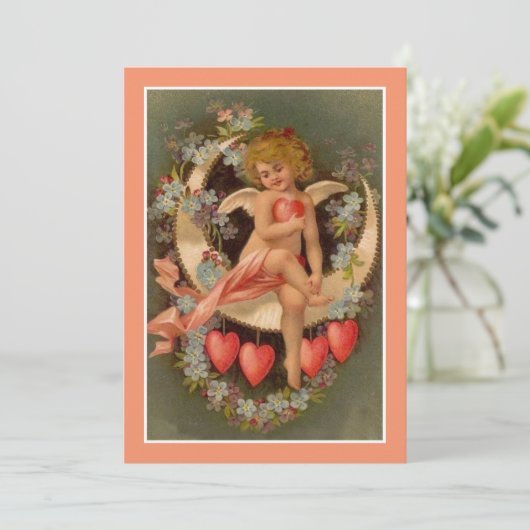ヴィンテージ バレンタインの天使 月の上に シーズンカード (スタンド正面)