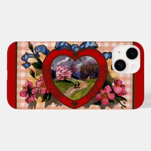ヴィンテージ バレンタインの挨拶 ハートと花 Case-Mate iPhoneケース (裏面 (横))
