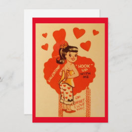 ヴィンテージ バレンタインデーのコルセットの少女 シーズンカード