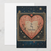 ヴィンテージ バレンタインデー カード – フラット ホリデー カード (正面/裏面)