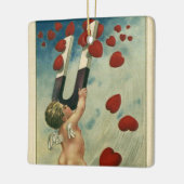 ヴィンテージ バレンタインデー、ハートを惹きつける天使 セラミックオーナメント (左)