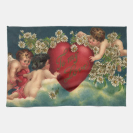 ヴィンテージ バレンタインデー ビクトリアンチェルブ ヘブン キッチンタオル