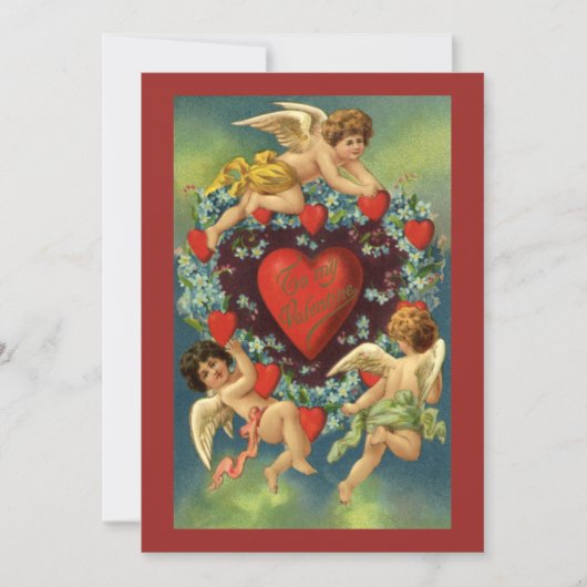 ヴィンテージ バレンタインデー, ビクトリアン エンジェル ハート 招待状 (正面)