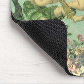 ヴィンテージ バレンタインデー ビクトリアン キューピッド ハート ツリー マウスパッド (コーナー)