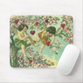 ヴィンテージ バレンタインデー ビクトリアン キューピッド ハート ツリー マウスパッド (マウス)