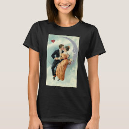 ヴィンテージ バレンタインデー ビクトリア時代の月でのキス Tシャツ