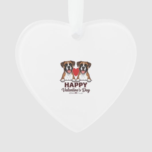 ヴィンテージ バレンタインデー ボクサー犬 オーナメント (正面)