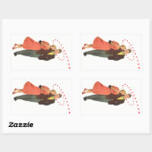 ヴィンテージ バレンタインデー, ロマンチックな浮遊ハート 長方形シール (シート)