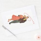 ヴィンテージ バレンタインデー, ロマンチックな浮遊ハート 長方形シール (封筒)