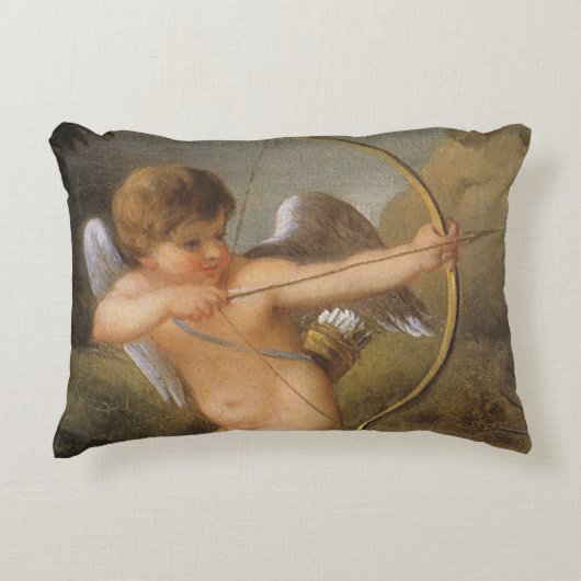 ヴィンテージ バレンタインデー、弓と矢のキューピッド アクセントクッション (正面)