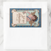 ヴィンテージ バレンタインデー、愛の手紙を持つキューピッド 長方形シール (バッグ)