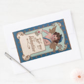 ヴィンテージ バレンタインデー、愛の手紙を持つキューピッド 長方形シール (封筒)