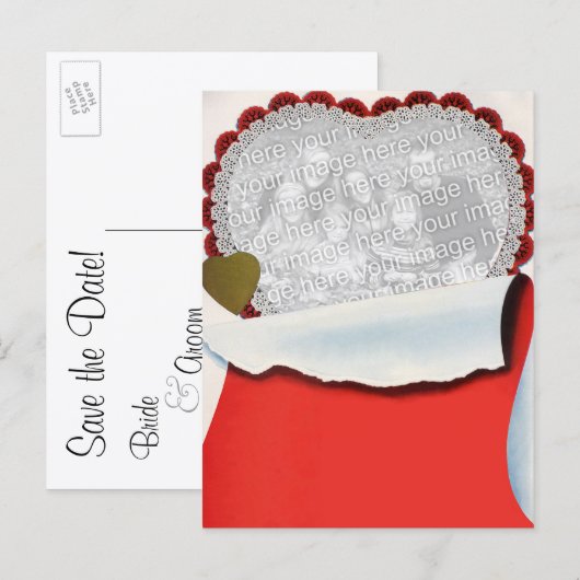 ヴィンテージ バレンタインデー 新婚夫婦 ラブ＆ロマンス 案内ポストカード (正面/裏面)