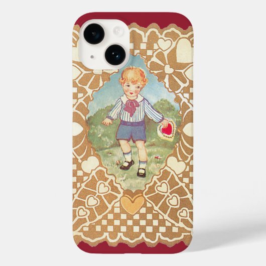ヴィンテージ バレンタインデー, 草原のキュートな少年 Case-Mate iPhoneケース (裏面)