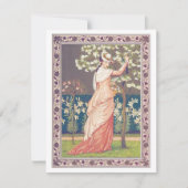 ヴィンテージ バレンタイン エレガント レディー フラワーピッキング シーズンカード (正面)