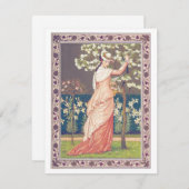 ヴィンテージ バレンタイン エレガント レディー フラワーピッキング シーズンカード (正面/裏面)
