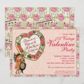 ヴィンテージ バレンタイン パーティー 招待状 (正面/裏面)