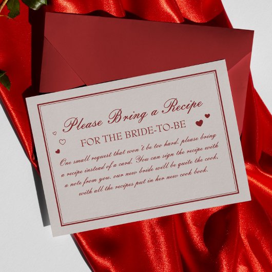 ヴィンテージ バレンタイン ブライダルシャワー レシピ リクエスト エンクロージャーカード