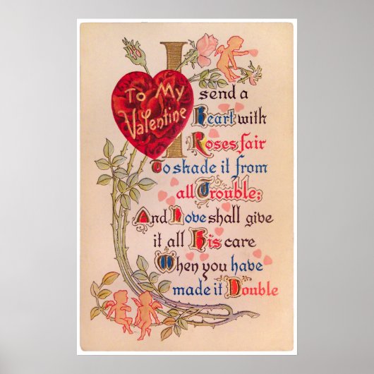 ヴィンテージ バレンタイン ポエム ポスター (正面)