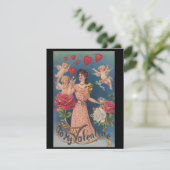 ヴィンテージ バレンタイン レディー ウィズ エロス ローズ シーズンカード (スタンド正面)