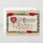 ヴィンテージ – バレンタイン – 詩、ハート、花 シーズンポストカード (正面/裏面)