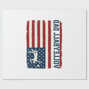 ヴィンテージ バレーボール 父親 愛国旗 Tシャツ デザイン ラッピングペーパー