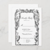 ヴィンテージ バロック彫刻 美術 ルネサンス 出欠カード (正面/裏面)