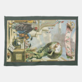 ヴィンテージ バロック時代の地図帳の前ページ 世界の地球儀 キッチンタオル (横)