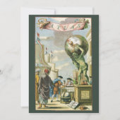 ヴィンテージ バロック時代の地図帳の前ページ 世界の地球儀 招待状 (正面)