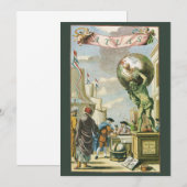 ヴィンテージ バロック時代の地図帳の表紙 世界の地球儀 招待状 (正面/裏面)