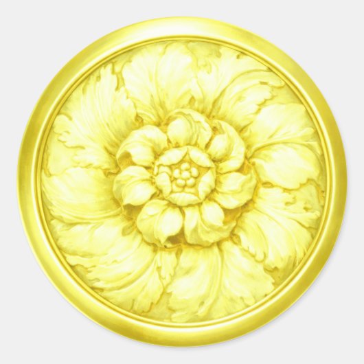 ヴィンテージ バロック エンボス加工 シール 黄色 (正面)