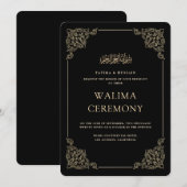 ヴィンテージ バロック ゴールド スクリプト Walima 式典 招待状 (正面/裏面)