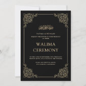 ヴィンテージ バロック ゴールド スクリプト Walima 式典 招待状 (正面)