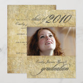 ヴィンテージ バロック ダマスク 卒業 招待状 (正面/裏面)