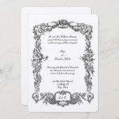 ヴィンテージ バロック ロココ フラワーリース＆天使 招待状 (正面/裏面)