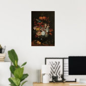 ヴィンテージ・バロック、花瓶の花の静物画 ポスター (ホームオフィス)