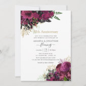 ヴィンテージ バーガンディーとゴールドの50周年結婚記念日 招待状 (正面)